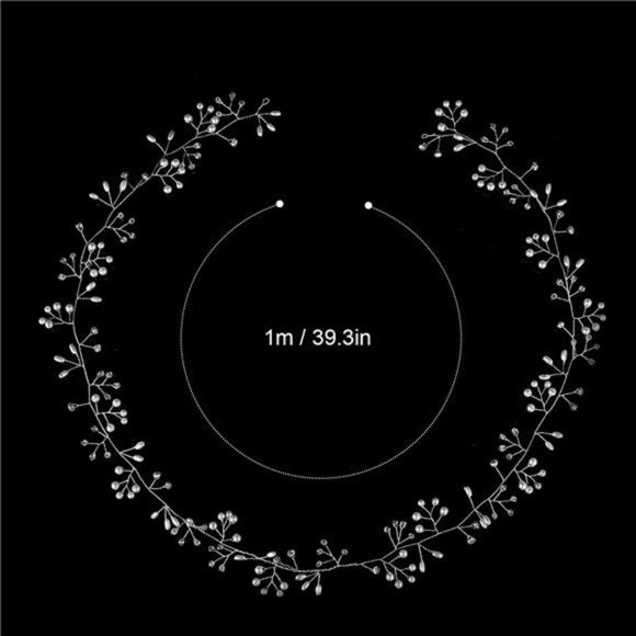 Sparkling Crystal Bridal Hair Vine - Extra Long Pearl Bead - Picture 2 of 6